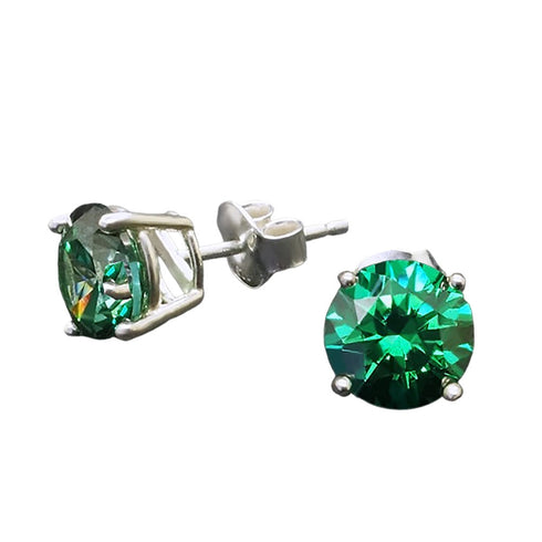 Sudraba auskari "Junona (Green)" ar Swarovski Zirconia Pure Brilliance kristāliem